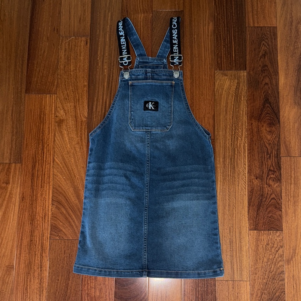 Calvin Klein Blue Denim Overall Dress